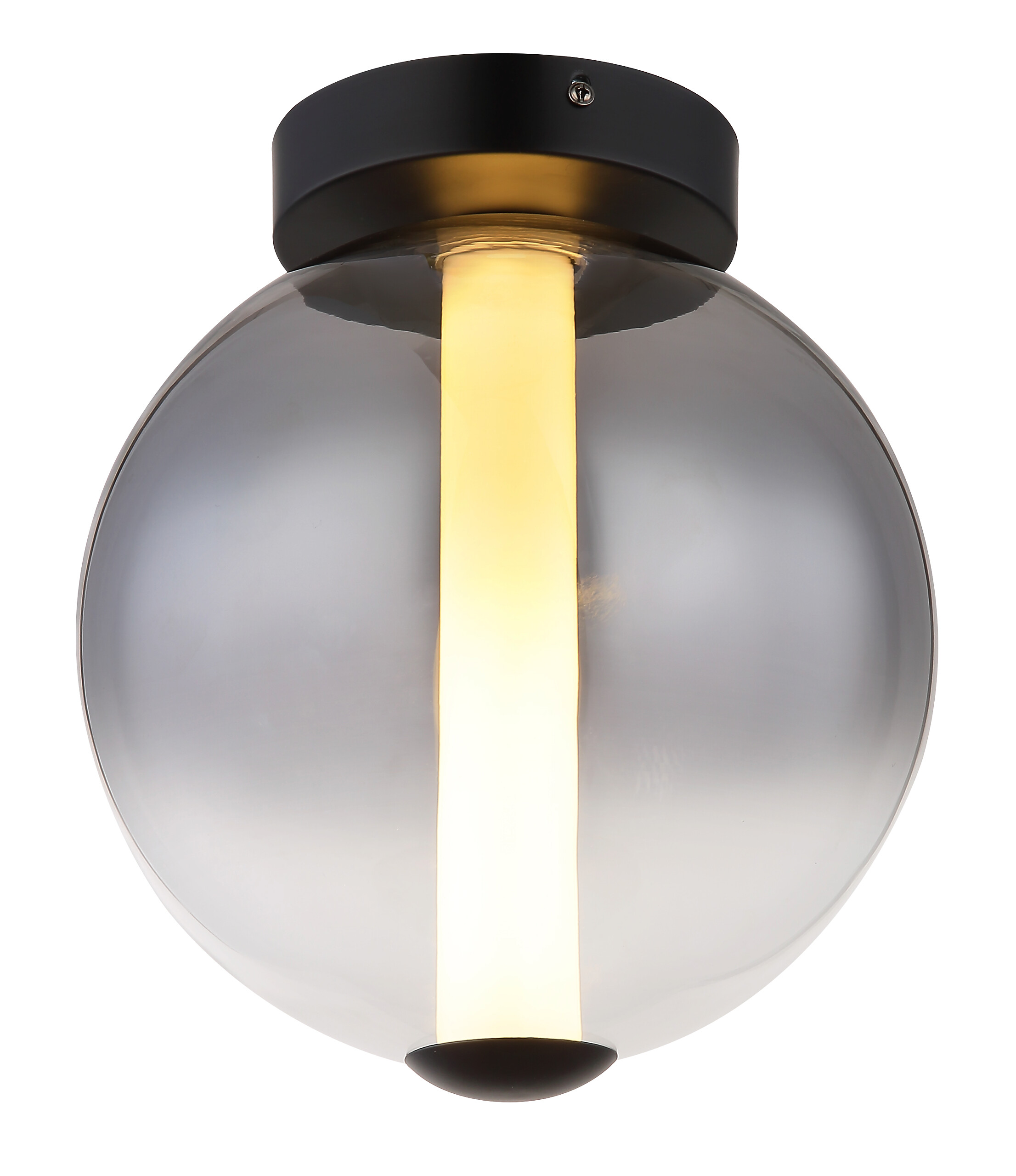 GLOBO Deckenleuchte mattschwarz Rauch Metall Glas H/D: ca. 28,5x25 cm 1 Brennstellen