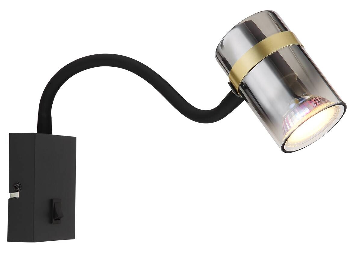 GLOBO Wandleuchte klar schwarz Metall B/H: ca. 7x40,5 cm GU10 1 Brennstellen