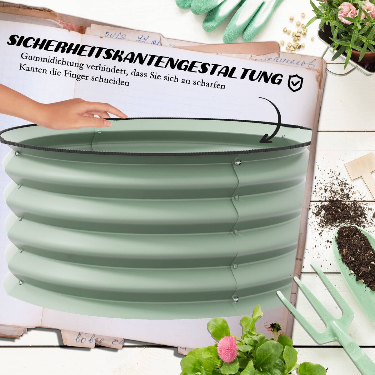 Outsunny Hochbeet-Set grün Stahl B/H/L: ca. 60x30x60 cm