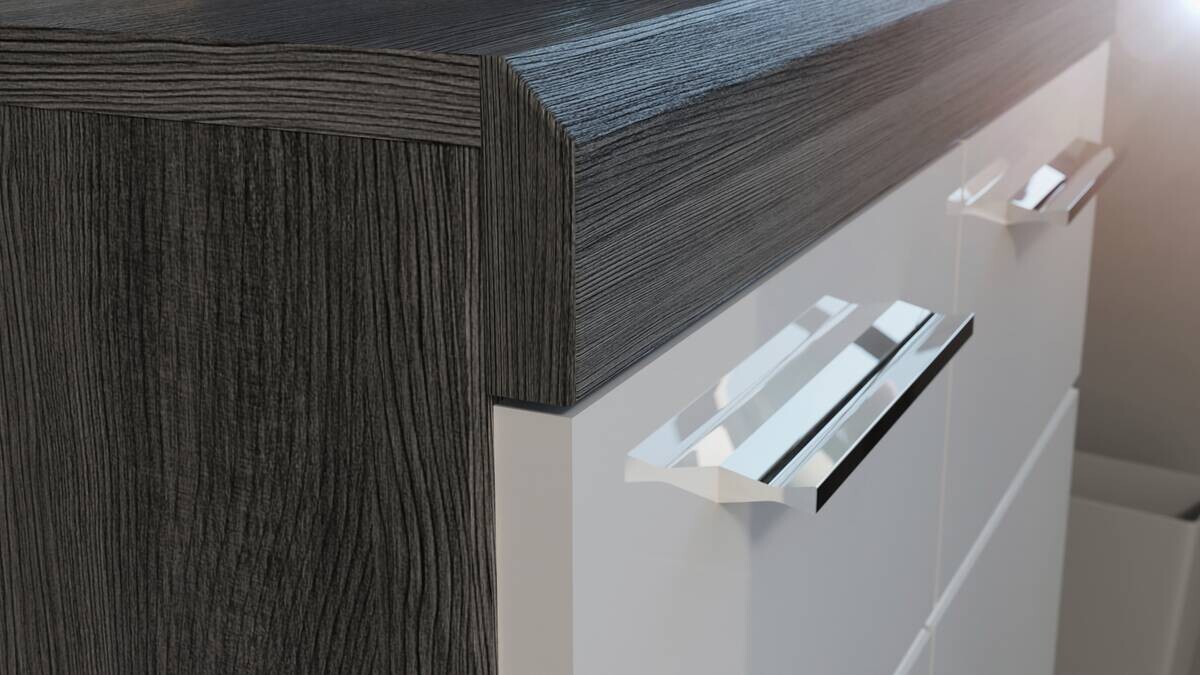 Kommode SCOUT Rauchsilber Nachbildung weiß Hochglanz B/H/T: ca. 120x85x37 cm