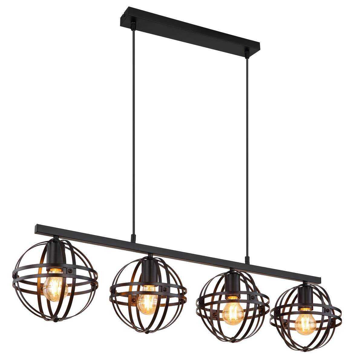 GLOBO Pendelleuchte schwarz Metall B/H/T: ca. 20x120x95 cm E27 4 Brennstellen