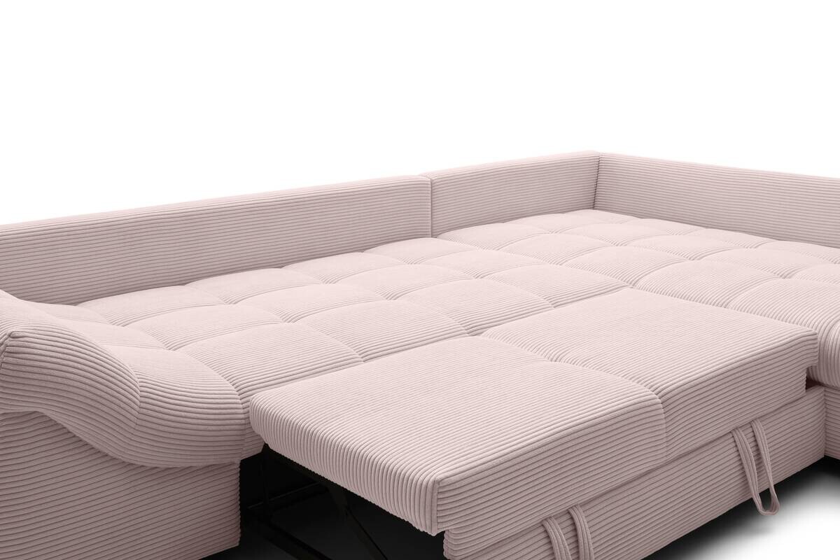 Ecksofa mit Bettfunktion altrosa Microfaser B/H/T: ca. 303x88x202 cm