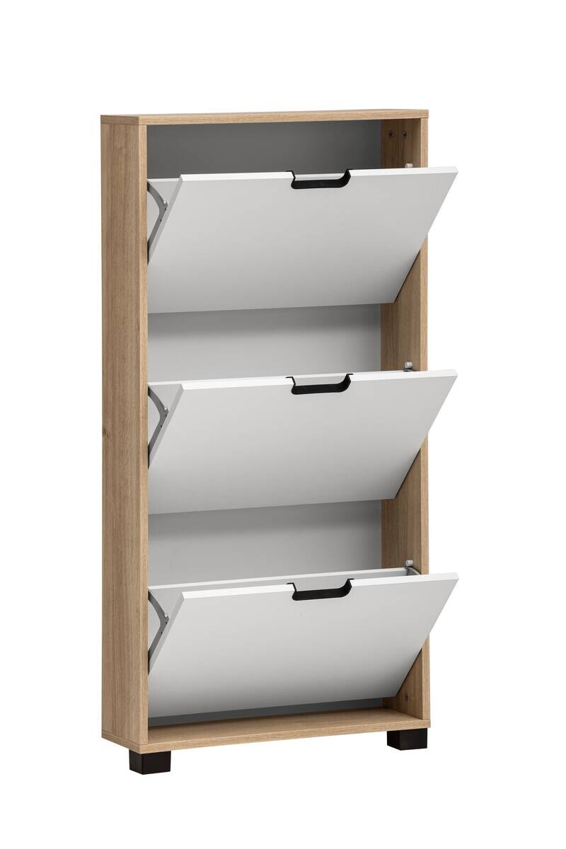 Schuhkipper Emmik weiß matt Eiche Eiche weiß Nachbildung B/H/T: ca. 59,8x124x19,55 cm