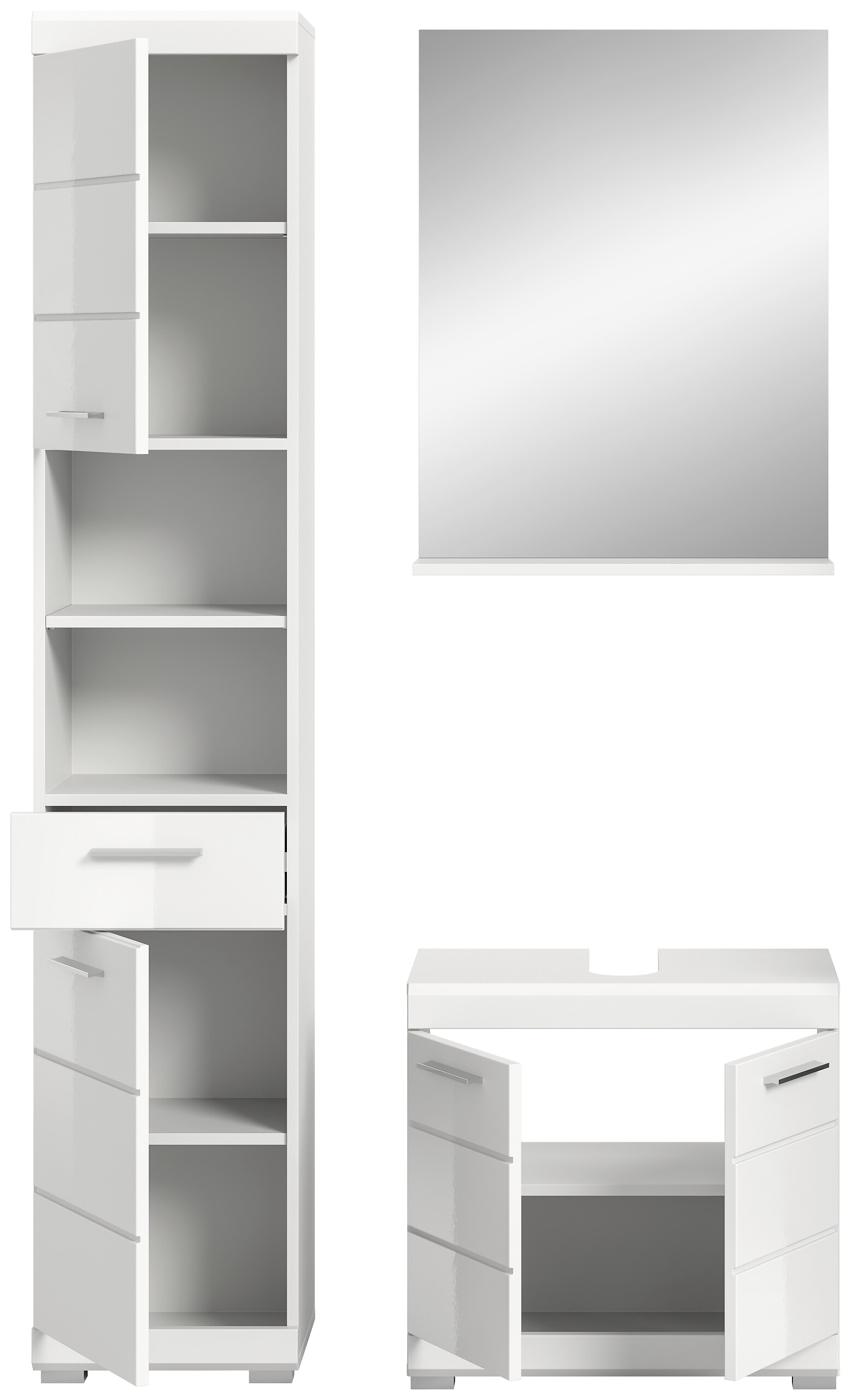 Badezimmer-Set Scout weiß weiß Hochglanz B/H/T: ca. 112x191x34 cm