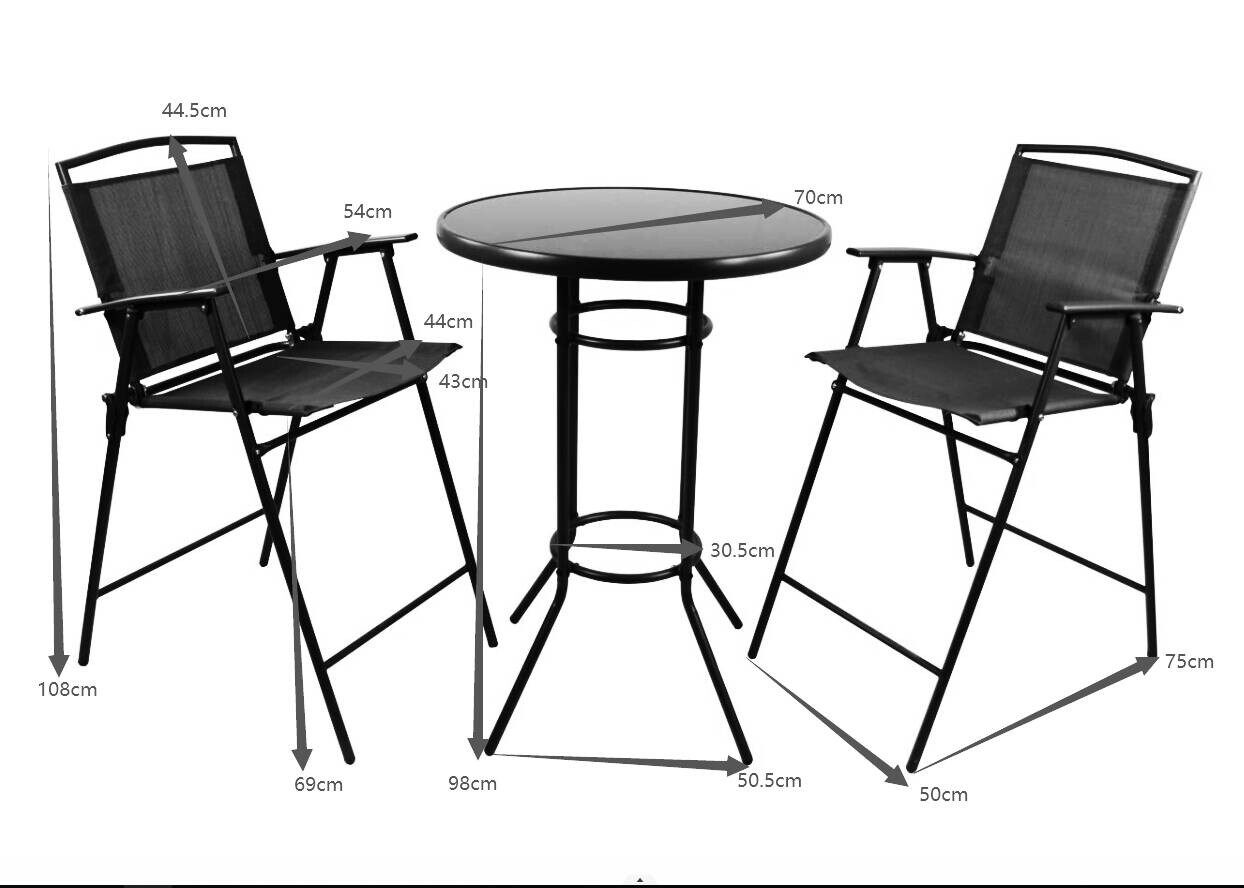 VCM Gartensitzgruppe Garlos anthrazit Stahl B/H/L: ca. 70x108x70 cm