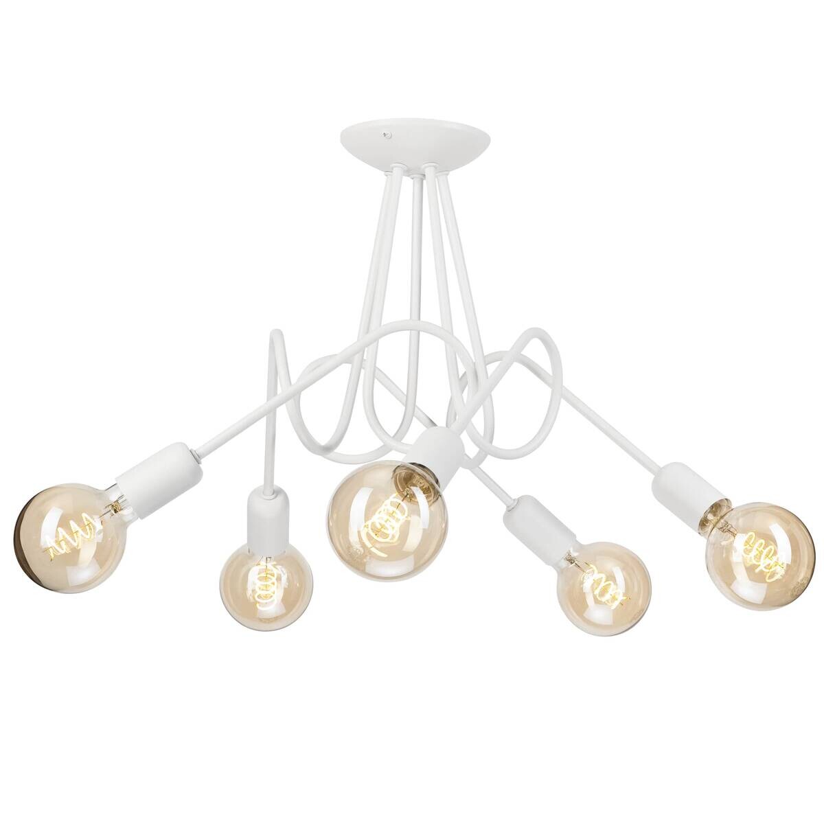 Lamkur Kronleuchter weiß Stahl B/H/L: ca. 39x54x54 cm E27 5 Brennstellen