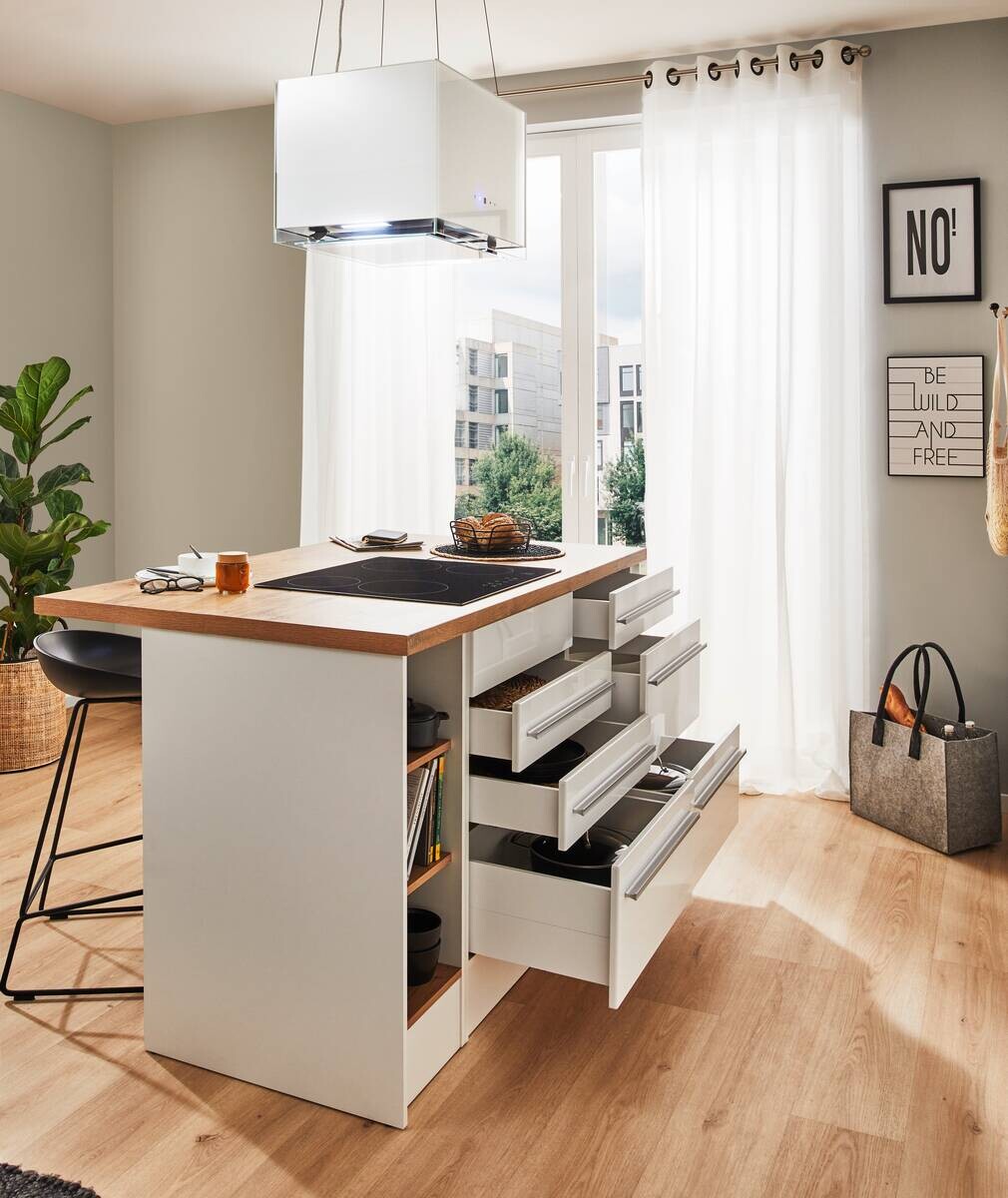 Respekta Inselküche Gabriel weiß Hochglanz B/H/T: ca. 290x200x60 cm