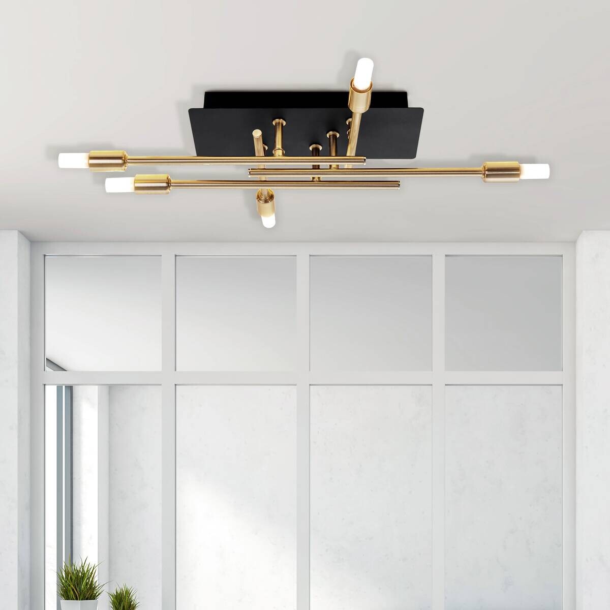 Näve Leuchten Deckenleuchte 1392745 messing Metall B/H/T: ca. 25,2x10x45,1 cm G9 5 Brennstellen