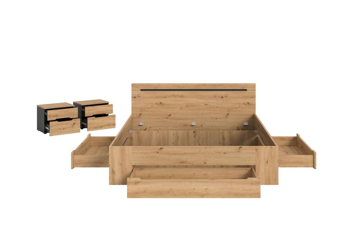 Schlafzimmer CANU, Set basaltgrau Artisan Nachbildung B/H/T: ca. 284x87x205 cm