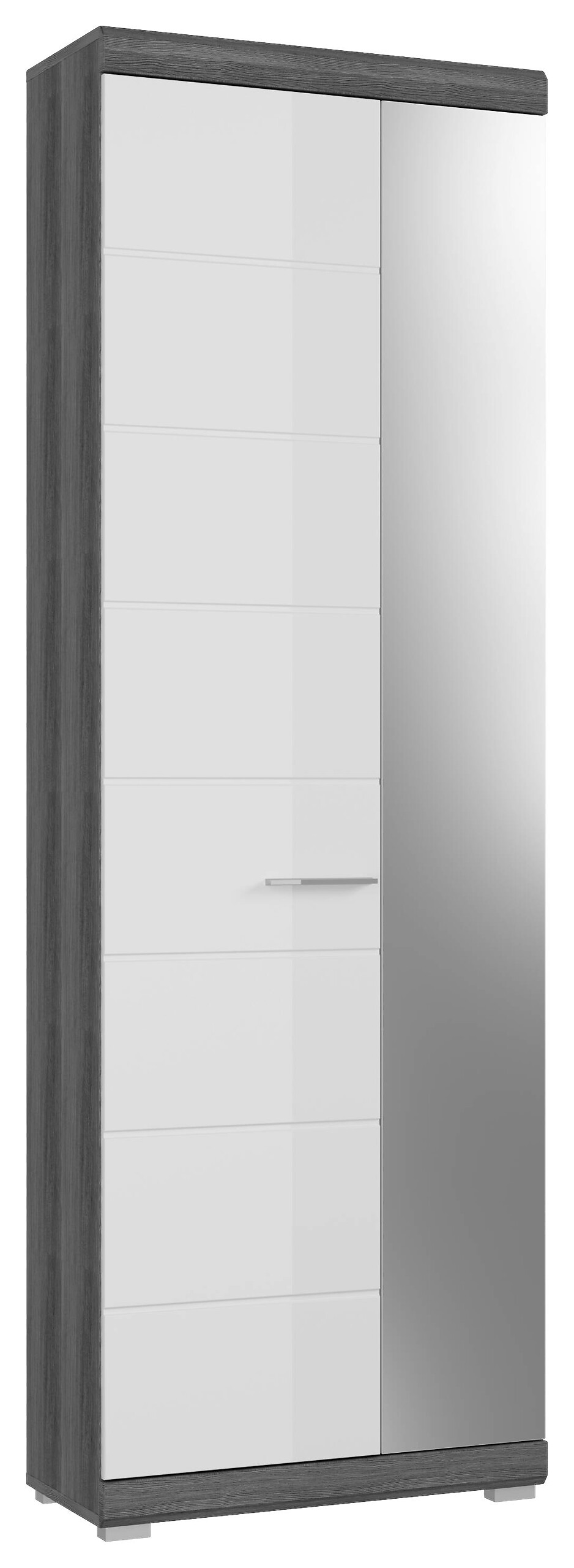 Garderobenschrank SCOUT Rauchsilber Nachbildung weiß Hochglanz B/H/T: ca. 62x197x37 cm