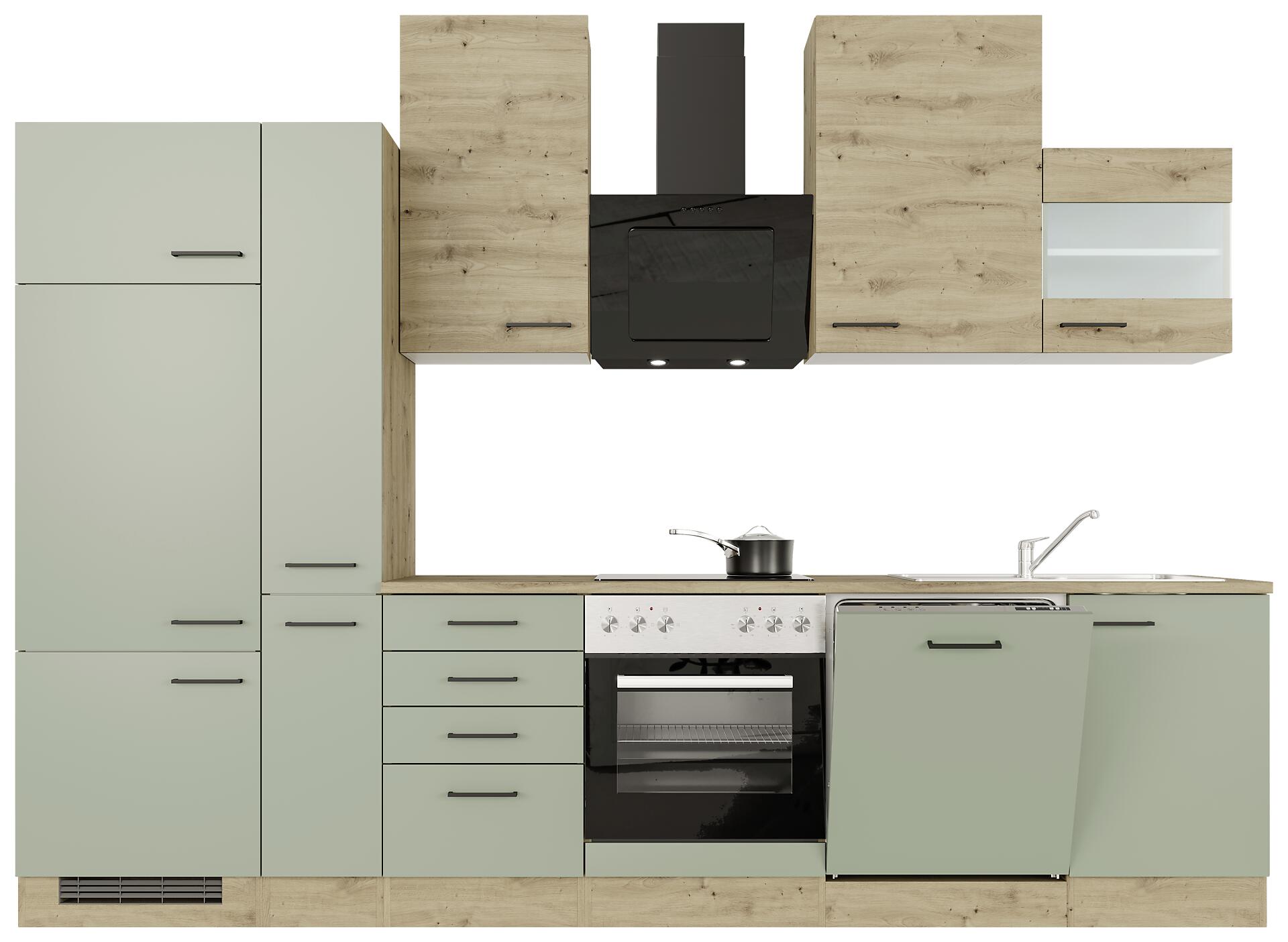 Küchenblock Cara grün matt B/H/T: ca. 310x234x60 cm