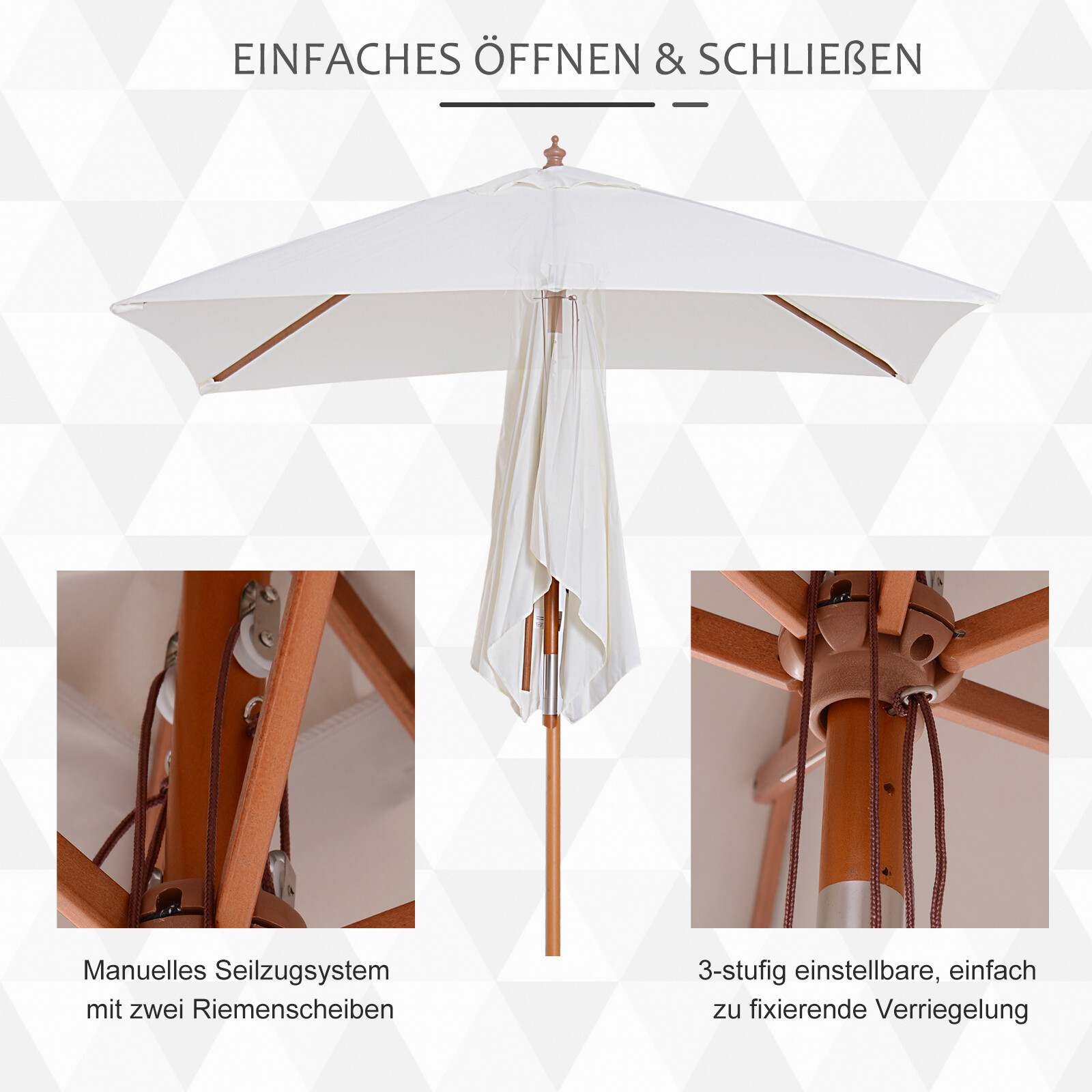Outsunny Sonnenschirm creme Bambus B/H/L: ca. 150x230x200 cm