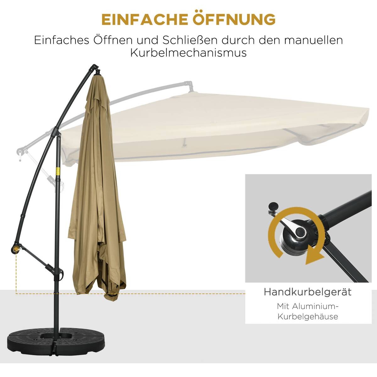 Outsunny Ampelschirm beige Polyester B/H/L: ca. 296x272x296 cm