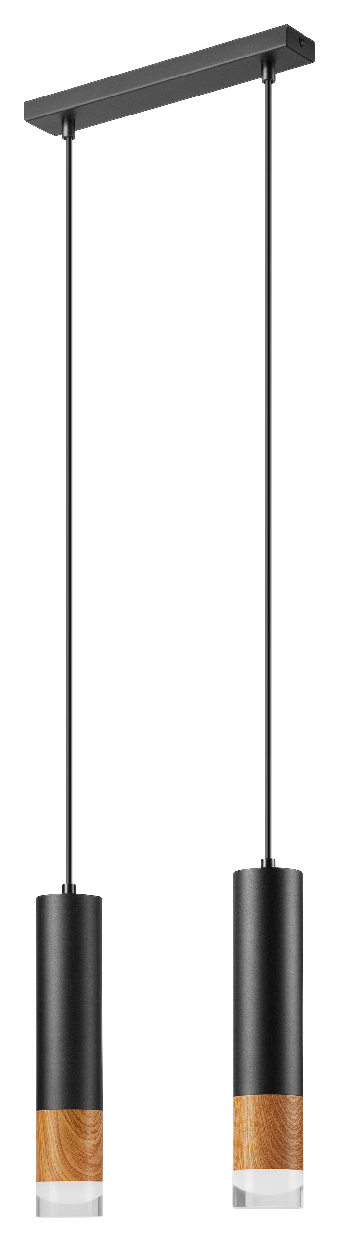 Lamkur Pendelleuchte schwarz Glas Stahl B/H/L: ca. 8x105x30 cm GU10 2 Brennstellen