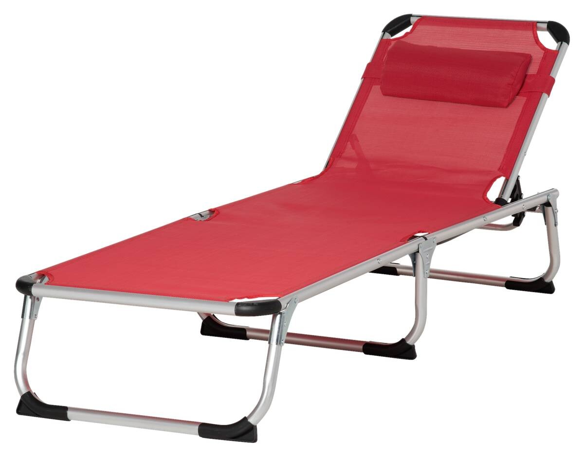 Outsunny Gartenliege rot Aluminium B/H/L: ca. 60x28x189 cm