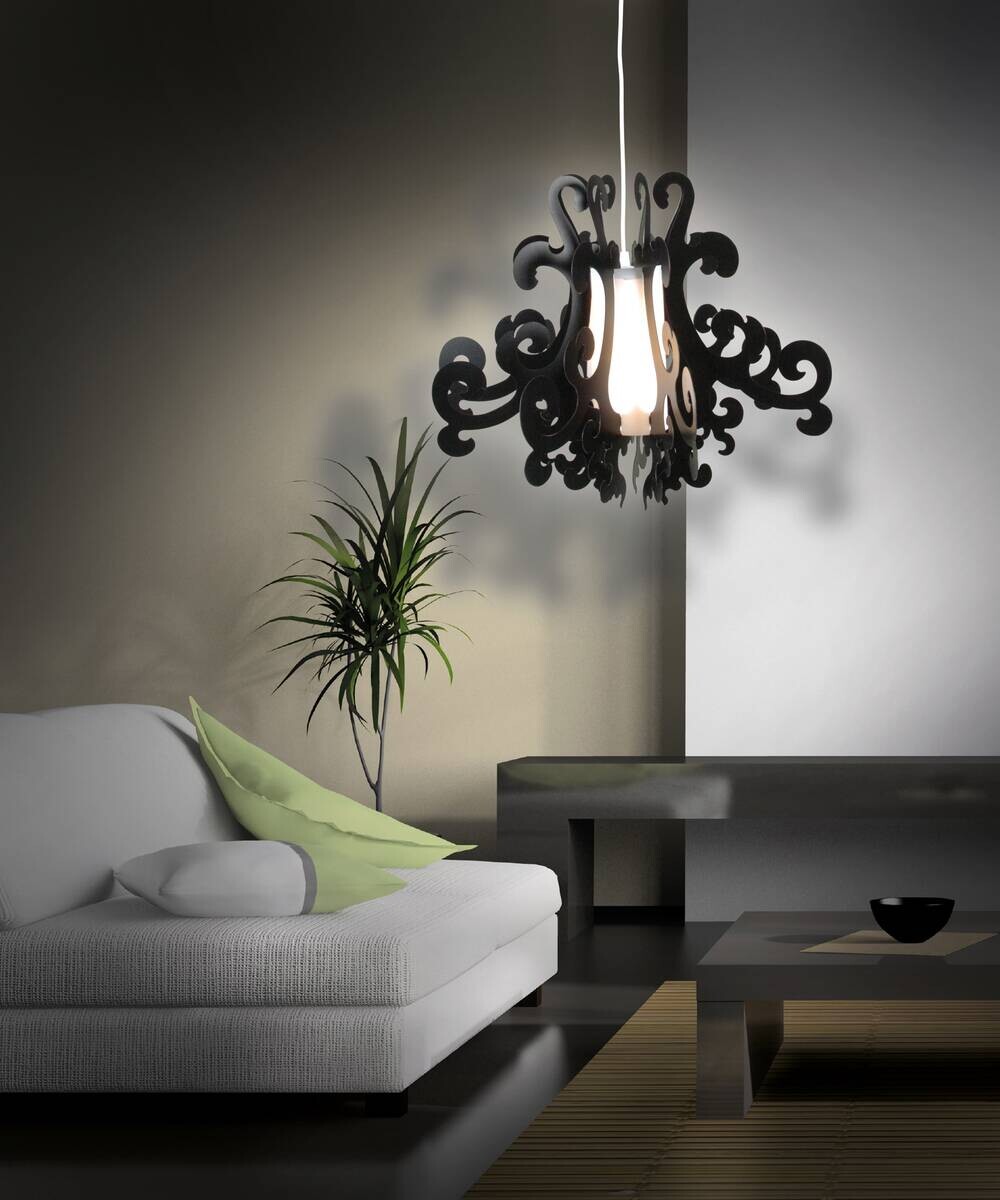 Näve Leuchten Pendelleuchte schwarz Kunststoff B/H/T/D: ca. 55x45x55x55 cm E27 1 Brennstellen