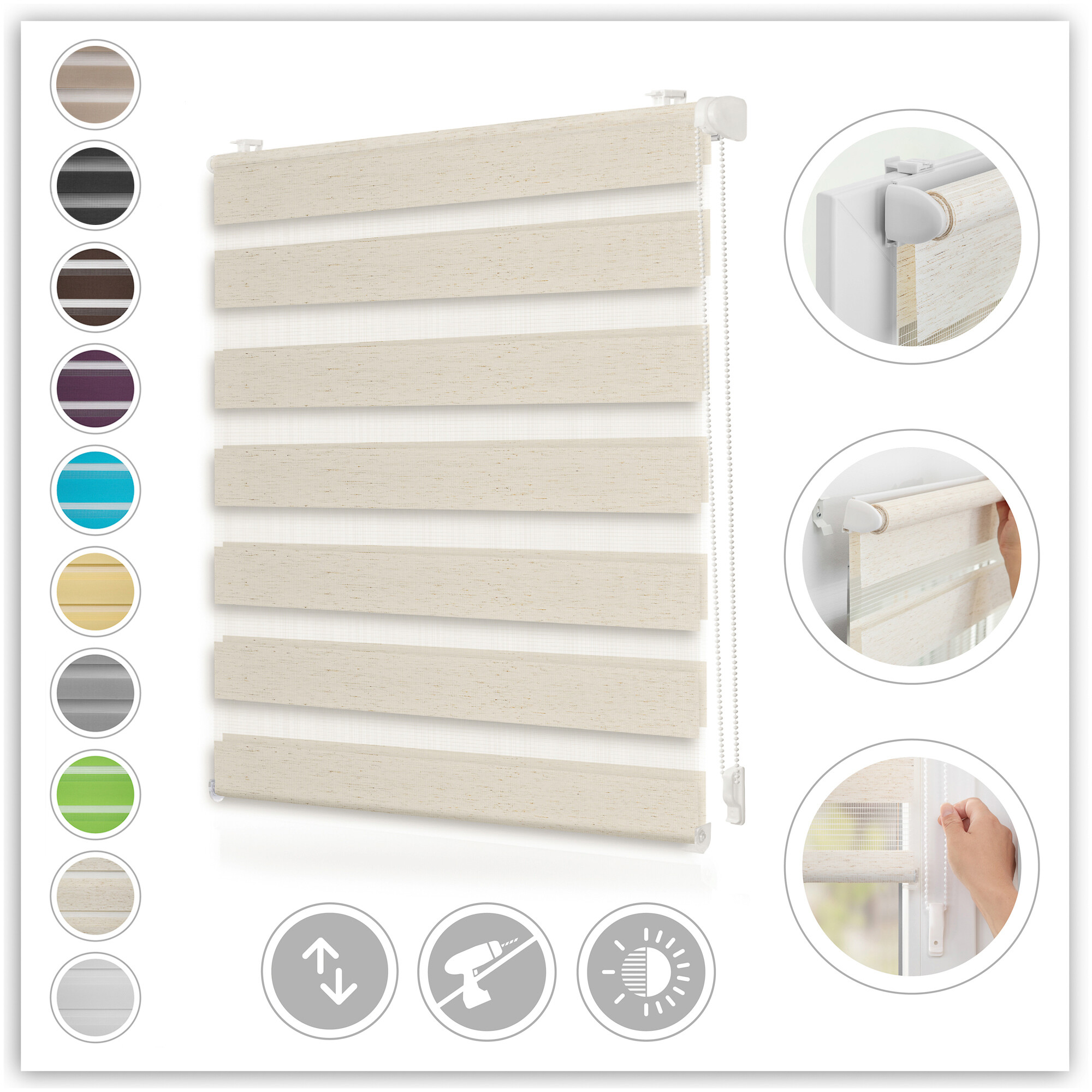 LICHTBLICK Doppelrollo Duo natur B/L: ca. 70x220 cm