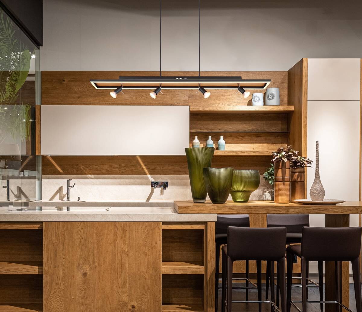 GLOBO Pendelleuchte 57034-4H Ida schwarz Opal Metall Kunststoff B/H/T: ca. 116x120x12 cm null 5 Brennstellen