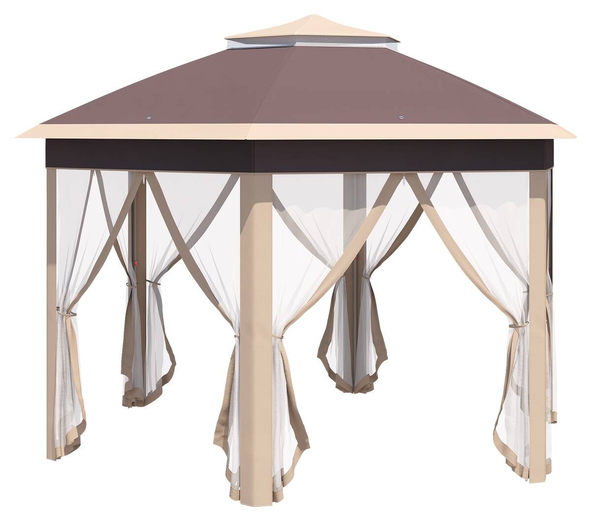 Outsunny Faltpavillon hellbraun Metall B/H/L: ca. 405x285x405 cm