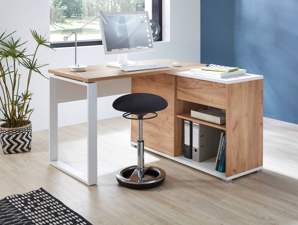 Schreibtisch 4156-513 weiß Eiche Navarra Nachbildung B/H/T: ca. 120x75x117 cm