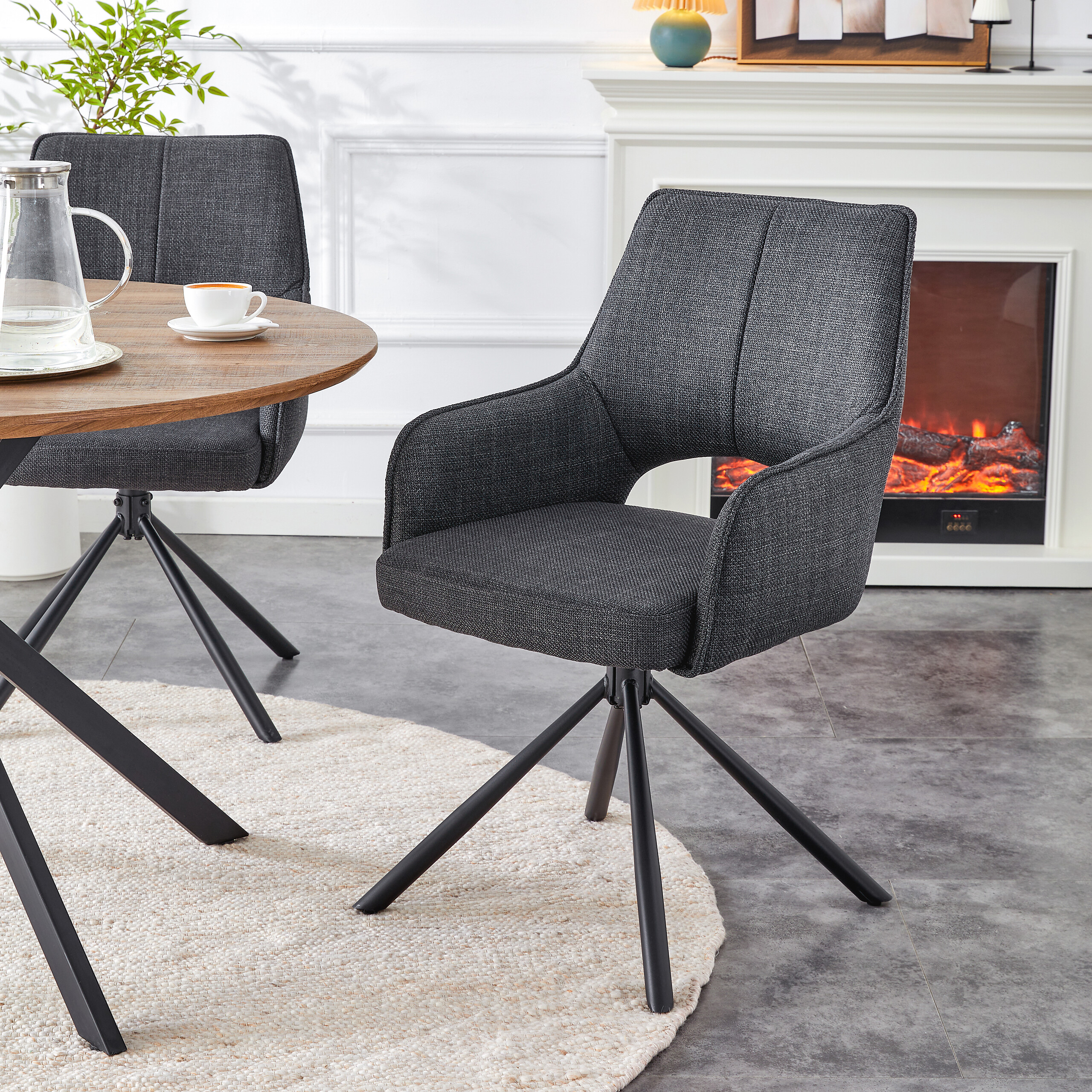 Drehstuhl JANA, 2er Set anthrazit Stoff B/H/T: ca. 57x91x64 cm Drehstuhl JANA, 2er Set anthrazit Stoff B/H/T: ca. 57x91x64 cm