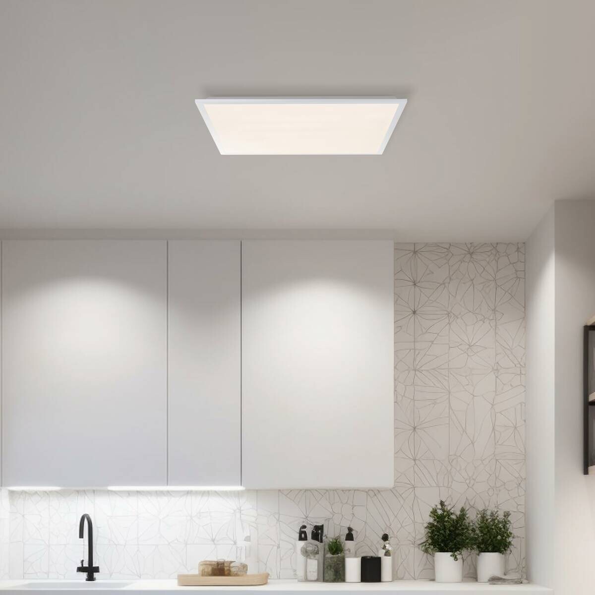 Brilliant LED-Deckenleuchte Briston weiß Metall Kunststoff B/H/L: ca. 63x7,5x63 cm