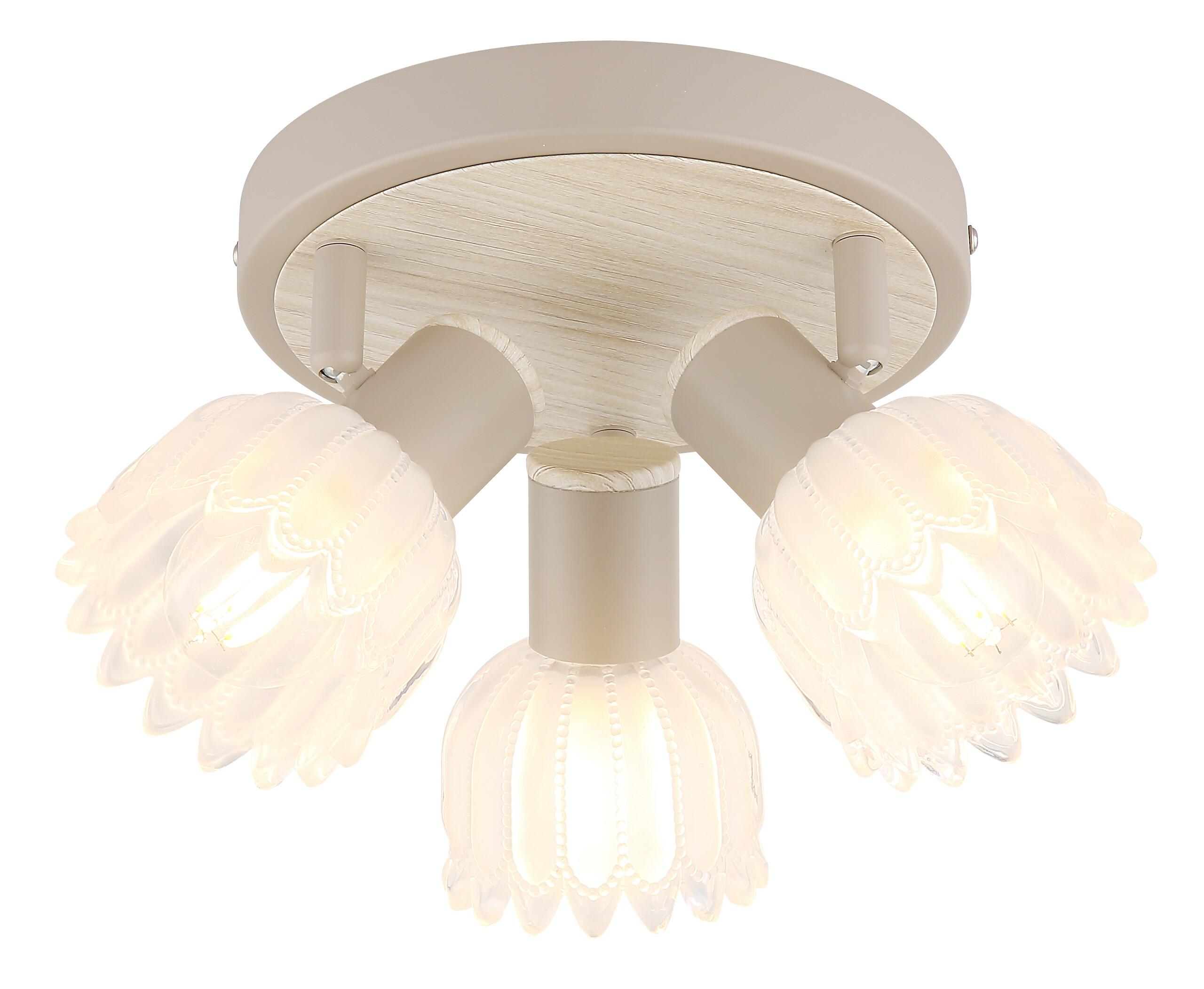 GLOBO Strahler sand Glas Metall B/H/L: ca. 11x20x20,5 cm E14 3 Brennstellen