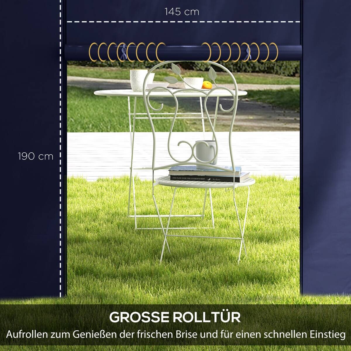 Outsunny Pavillon-Seitenwände blau Polyester H/L: ca. 195x295 cm