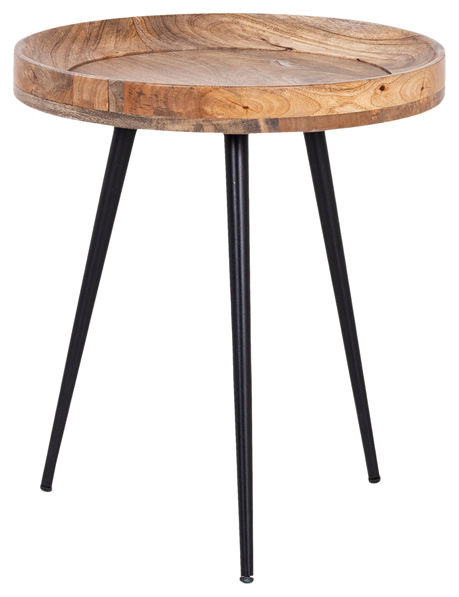 Beistelltisch AVA natur schwarz pulverbeschichtet Echtholz Metall B/H/T: ca. 45x50x45 cm