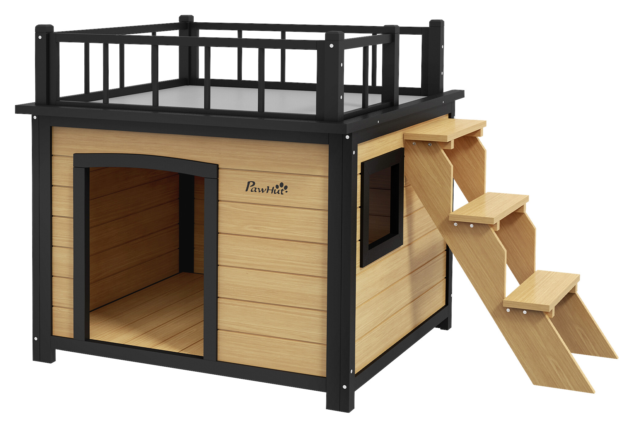 PawHut Hundehütte gelb Holz B/H/L: ca. 77x78x121 cm PawHut Hundehütte gelb Holz B/H/L: ca. 77x78x121 cm