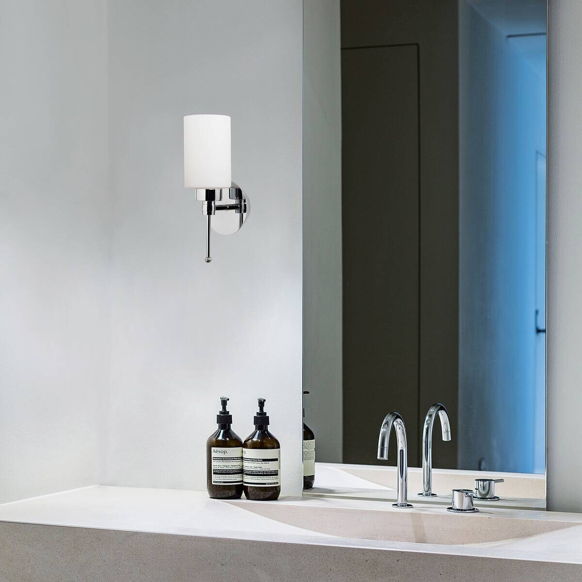 Opviq Wandleuchte silber Glas Metall B/H/L: ca. 12x32x12 cm E27 1 Brennstellen