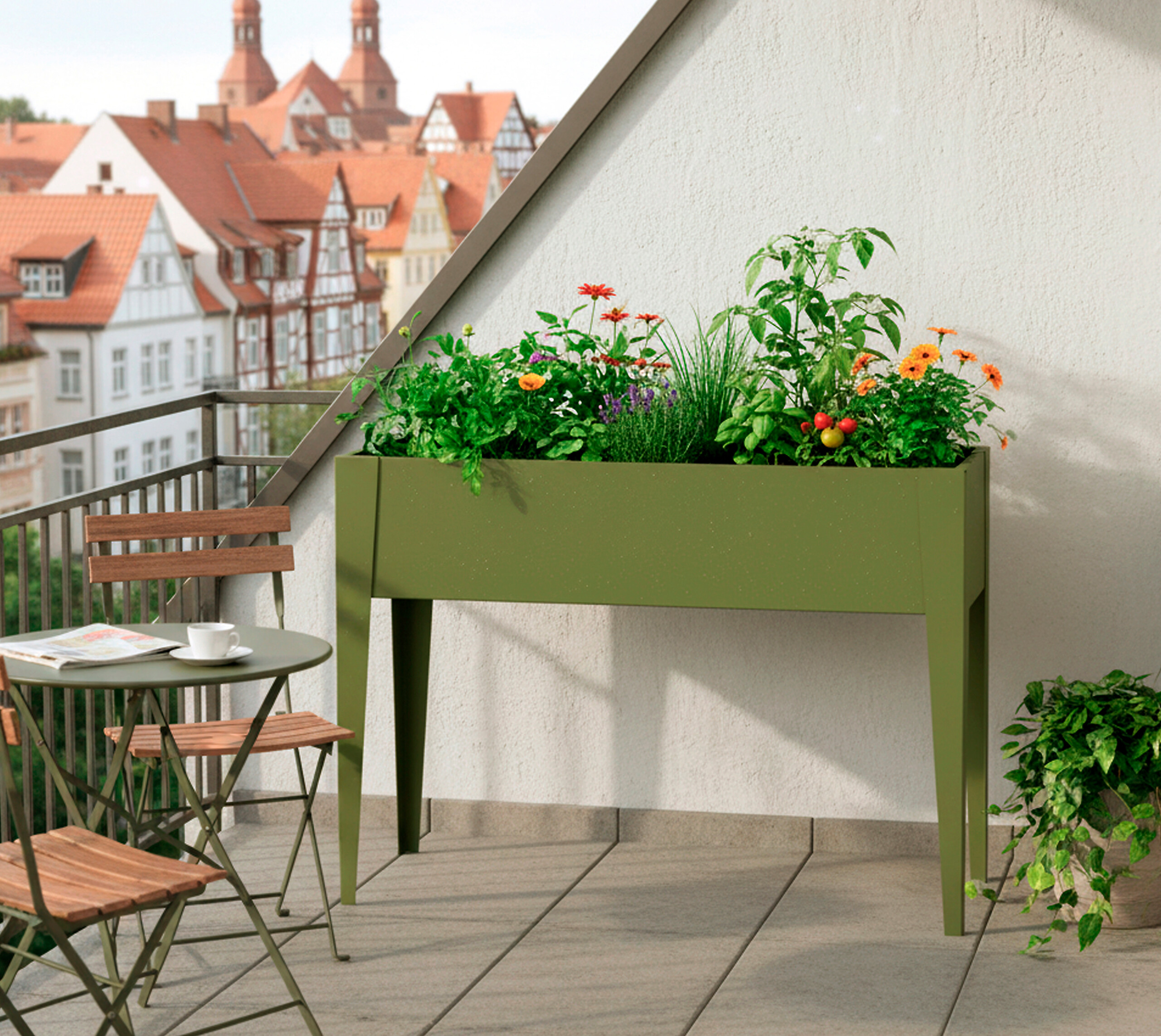 Westmann Hochbeet Vedura olive Stahl B/H/L: ca. 100x80x30 cm