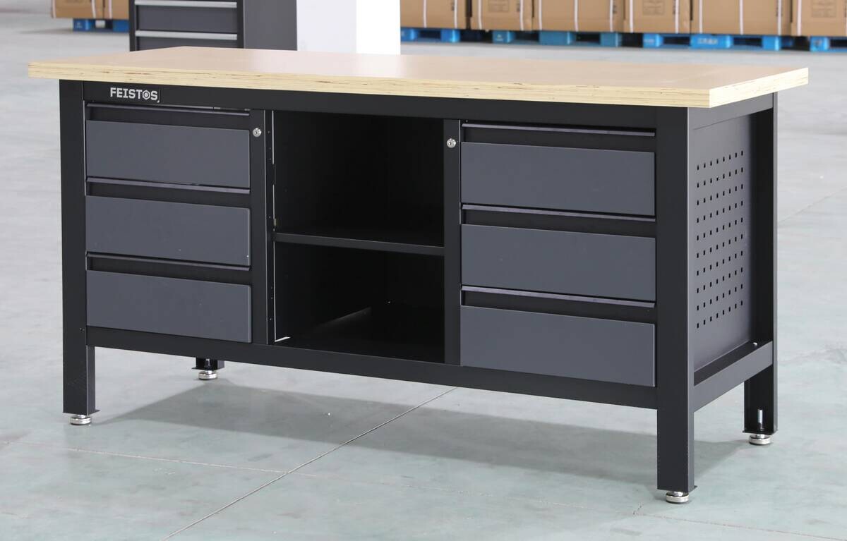 Feistos Werkbank Heros schwarz Stahl B/H/L: ca. 169x87x60 cm