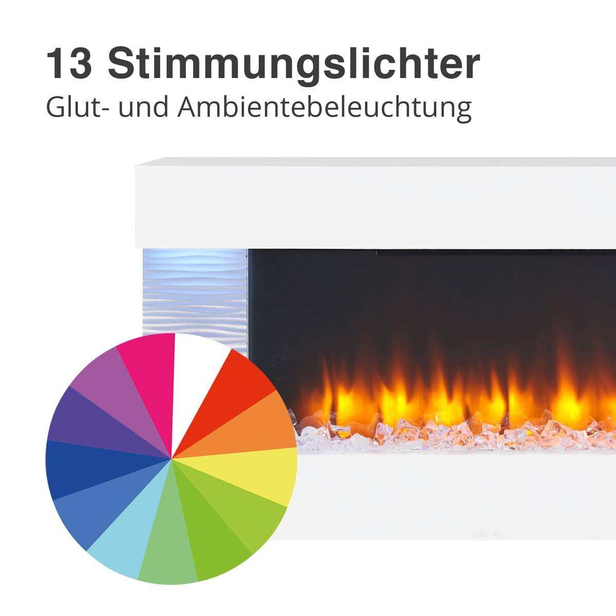 Balderia Wandkamin Helia weiß MDF B/H/T: ca. 127x60x25 cm