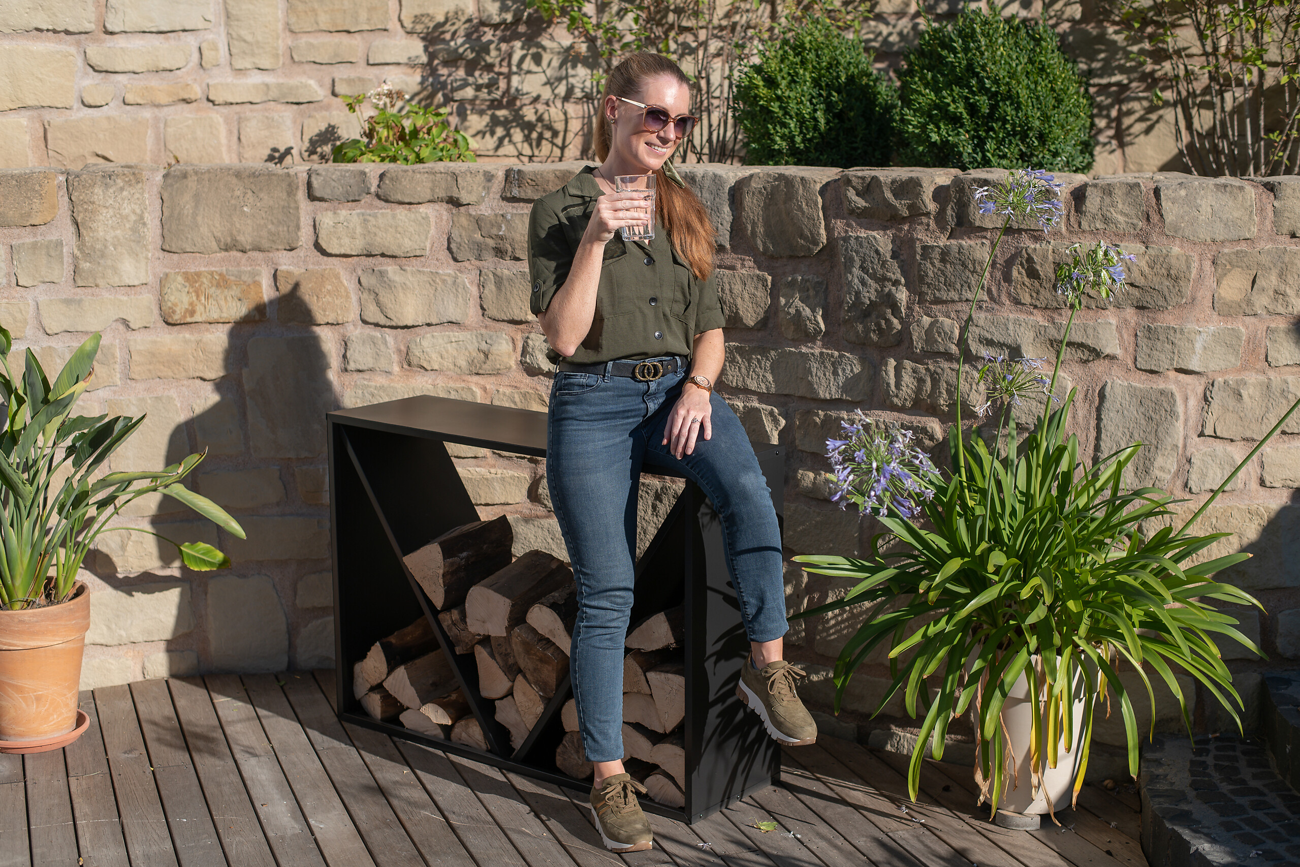 Westmann Kaminholzregal schwarz B/H/T: ca. 115x80x35 cm