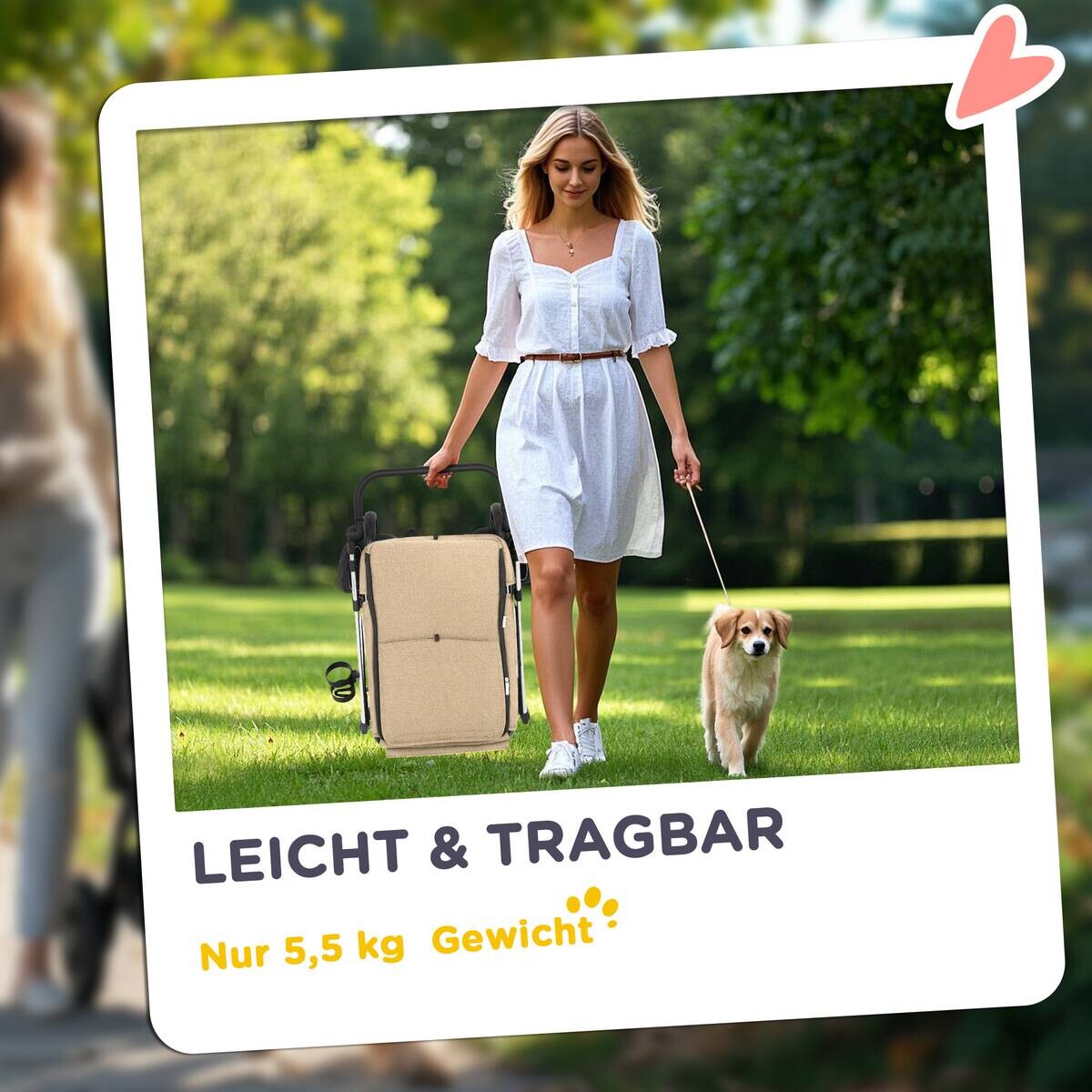 PawHut Hundewagen khaki Polyester B/H/L: ca. 48,5x106x80 cm