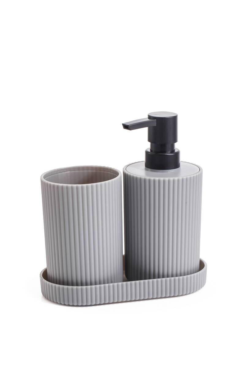 Sensation Badezimmer-Set grau Kunststoff