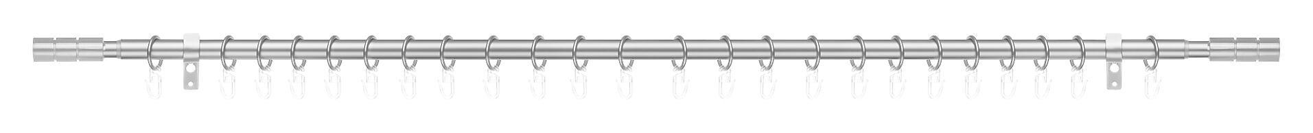 LICHTBLICK Gardinenstange Zylinder Edelstahloptik Metall D: ca. 2 cm ausziehbar von ca. 130 bis 240 cm 1.0 Läufe