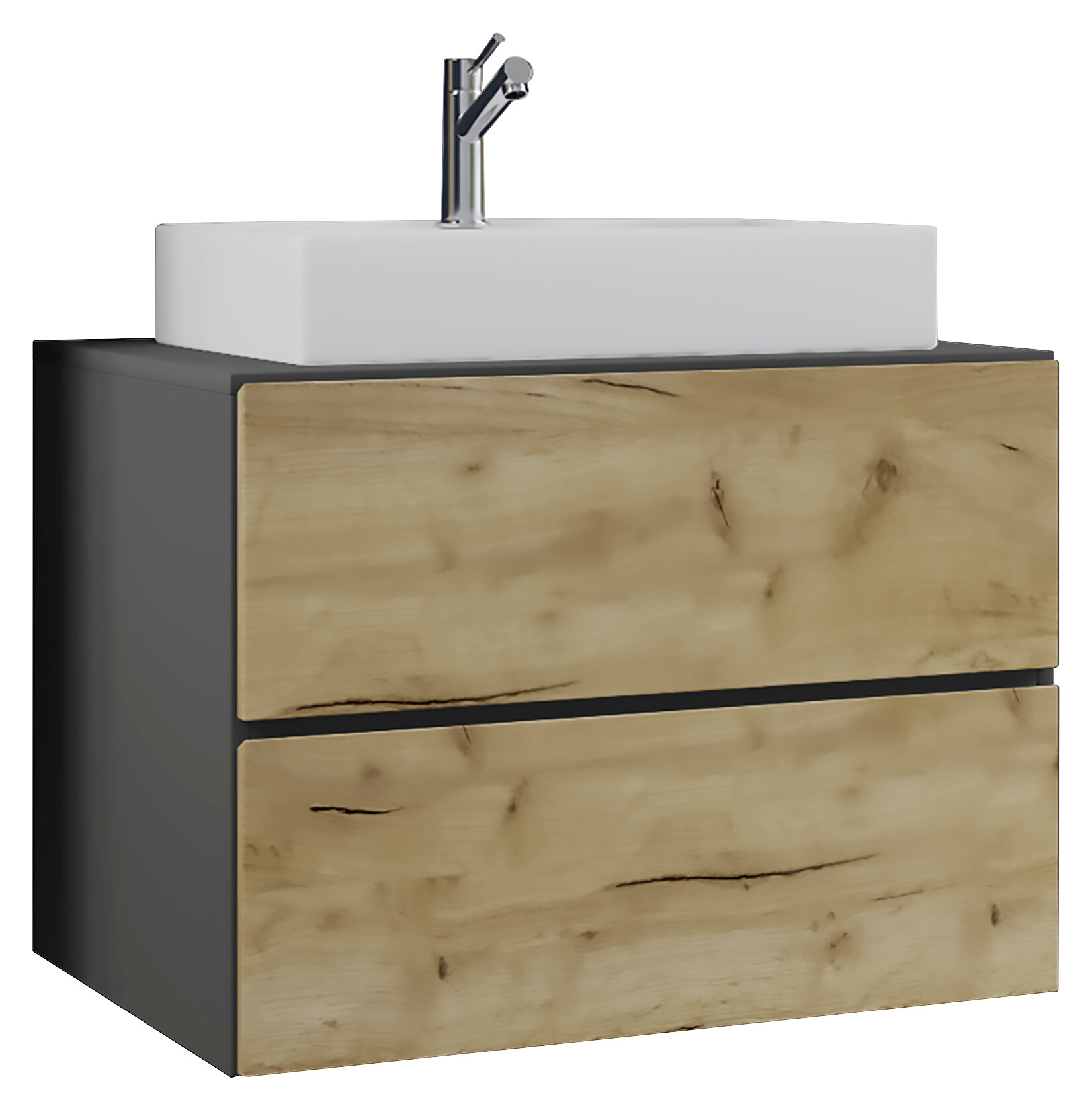 Badblock 2tlg-Lendas Eiche Honig Nachbildung anthrazit weiß B/H/T: ca. 61x69x51,4 cm