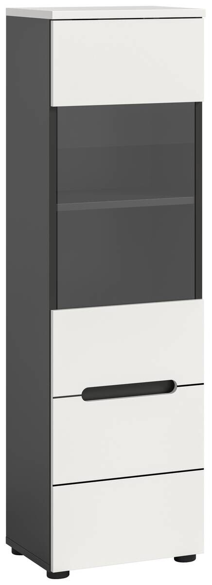 Vitrine Canu basaltgrau weiß B/H/T: ca. 36x125x33 cm