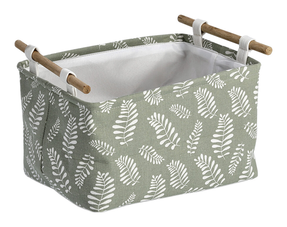 Zeller Aufbewahrungskorb Leaves grün Baumwolle B/H/L: ca. 27x20,5x35 cm