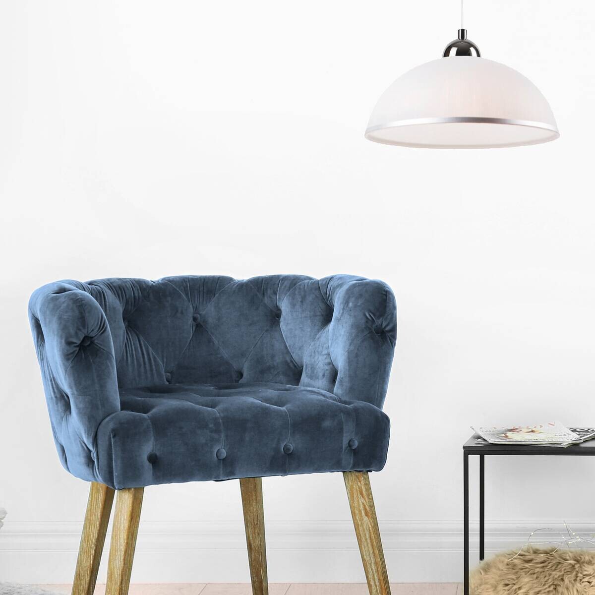 Lamkur Pendelleuchte Mel weiß Stahl Glas H/L: ca. 75x30 cm E27 1 Brennstellen