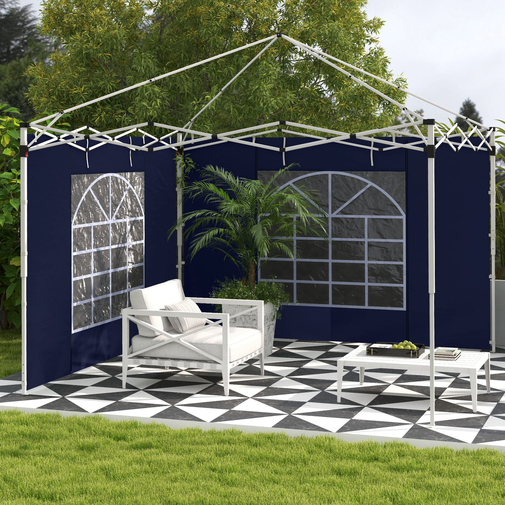 Outsunny Pavillon-Seitenwände blau Polyester H/L: ca. 195x295 cm