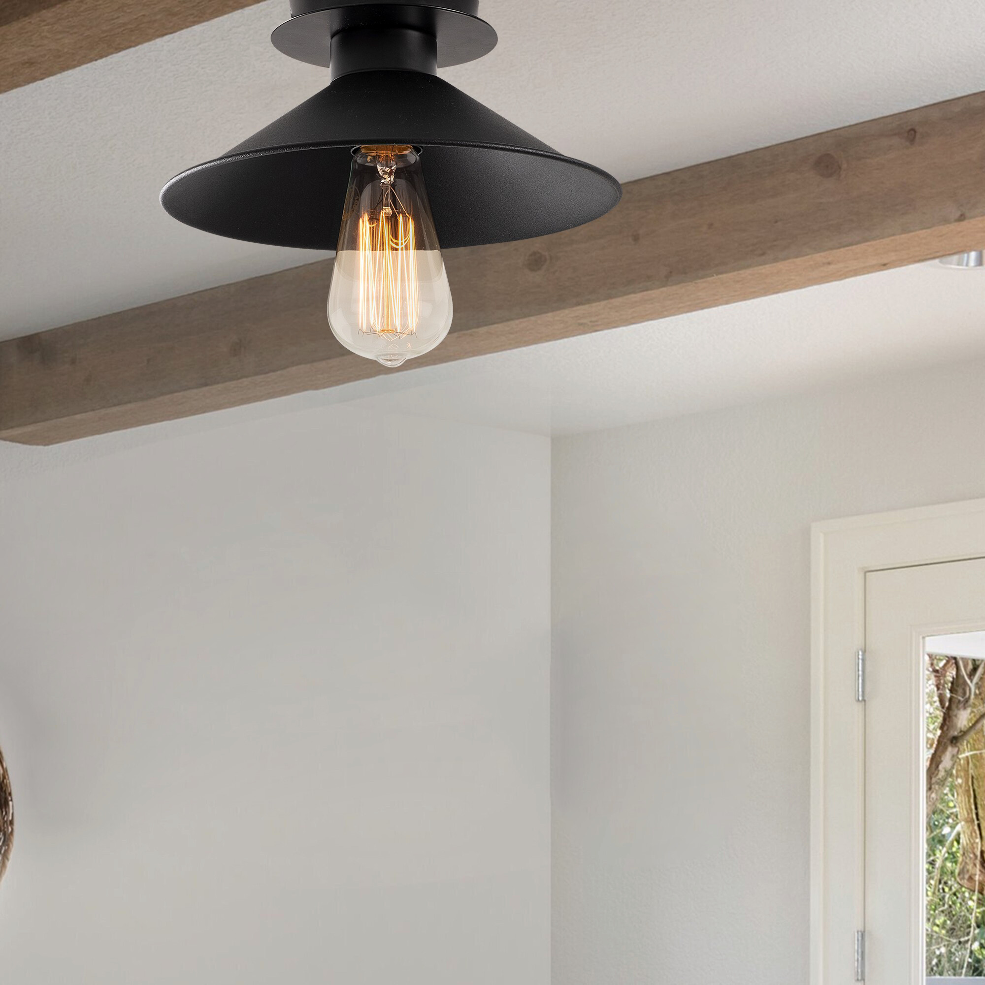 Opviq Deckenleuchte Berceste schwarz B/H/T/L/D: ca. 24x12x24x24x24 cm E27 1 Brennstellen