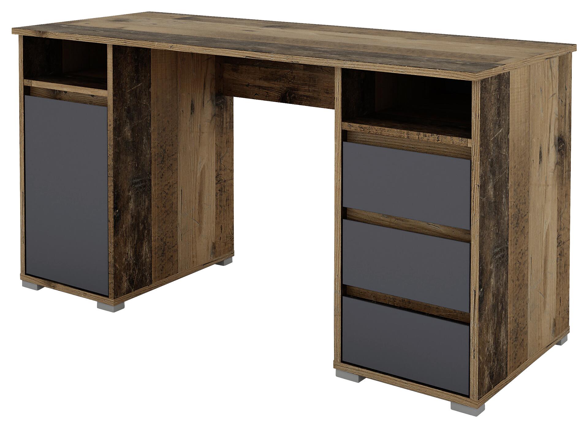 Schreibtisch LOBO Eiche Old Wood Nachbildung anthrazit B/H/T: ca. 138x75x55 cm