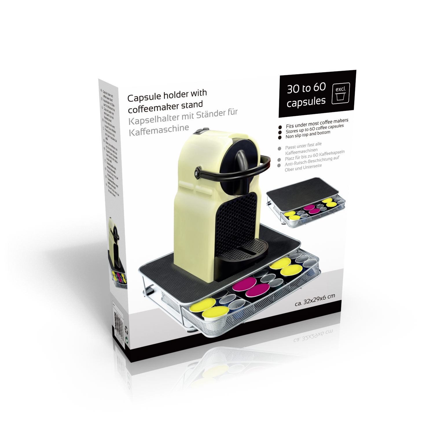 Kapselhalter schwarz Metall B/H/L: ca. 6x31,5x29 cm