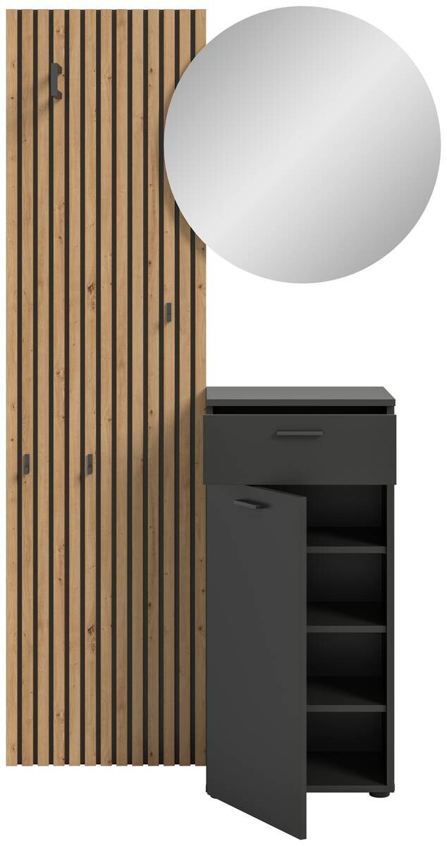 Garderobe Delton Basalt Eiche Artisan Nachbildung B/H/T: ca. 96x192x37 cm