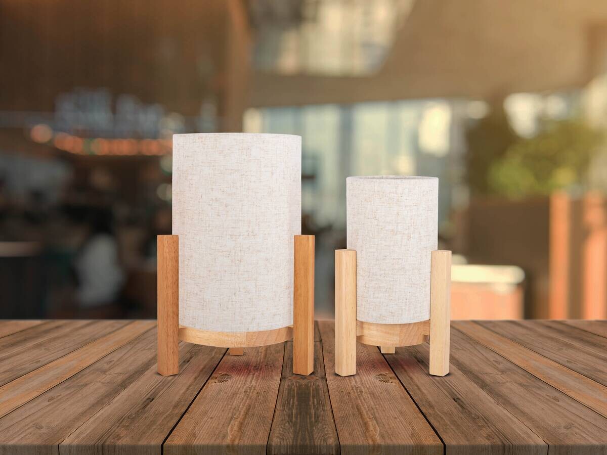 Näve Leuchten Tischleuchte 5305227 natur Holz Textil B/H/T: ca. 16,2x25x16,2 cm null 1 Brennstellen