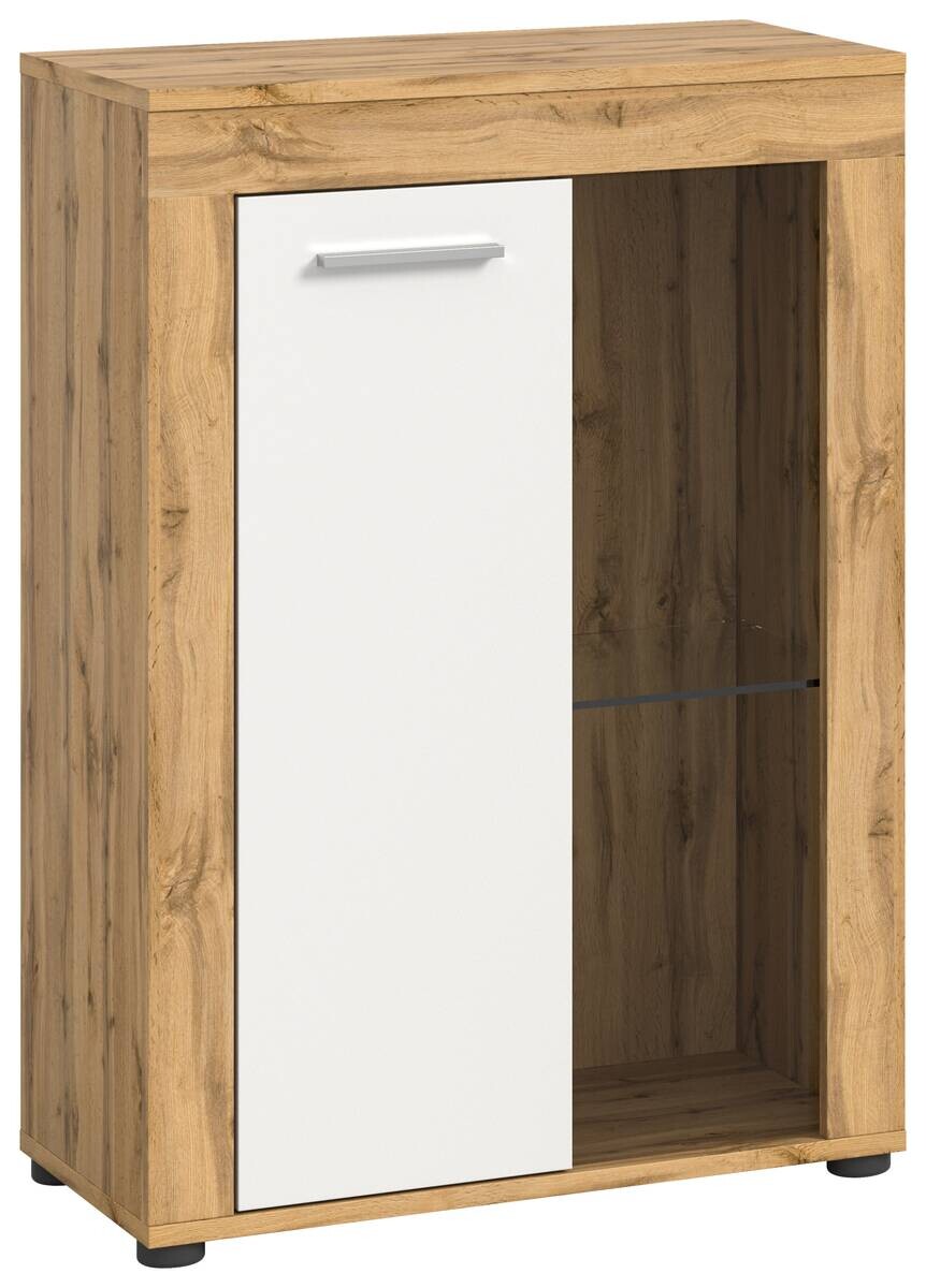 Vitrine Jam Eiche Wotan Nachbildung weiß B/H/T: ca. 60x86x35 cm