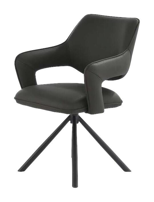 Armlehnstuhl schwarz Microfaser Metall